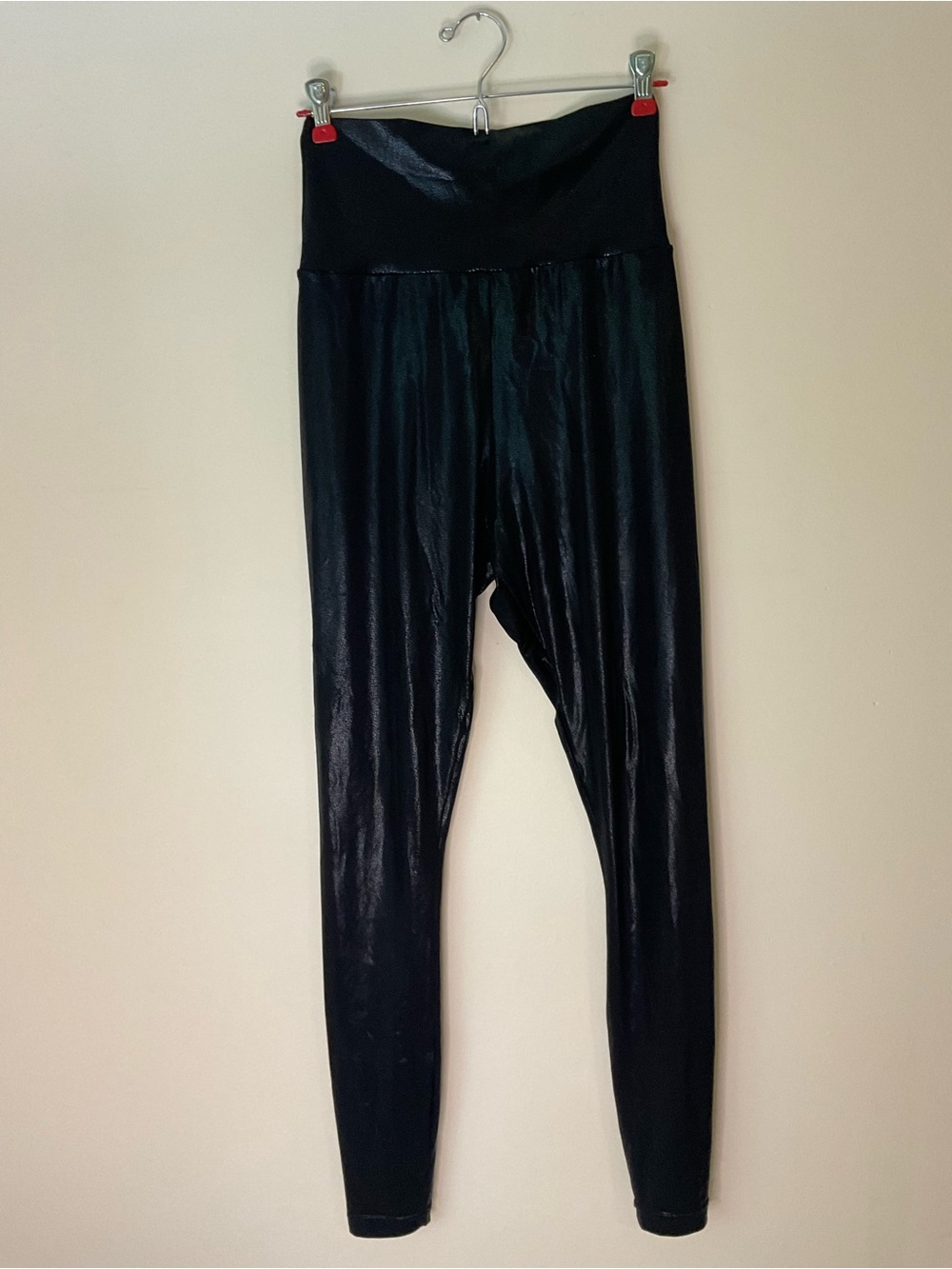 Disco pants wet look American Apparel Black Shiny High-Waist Leggings